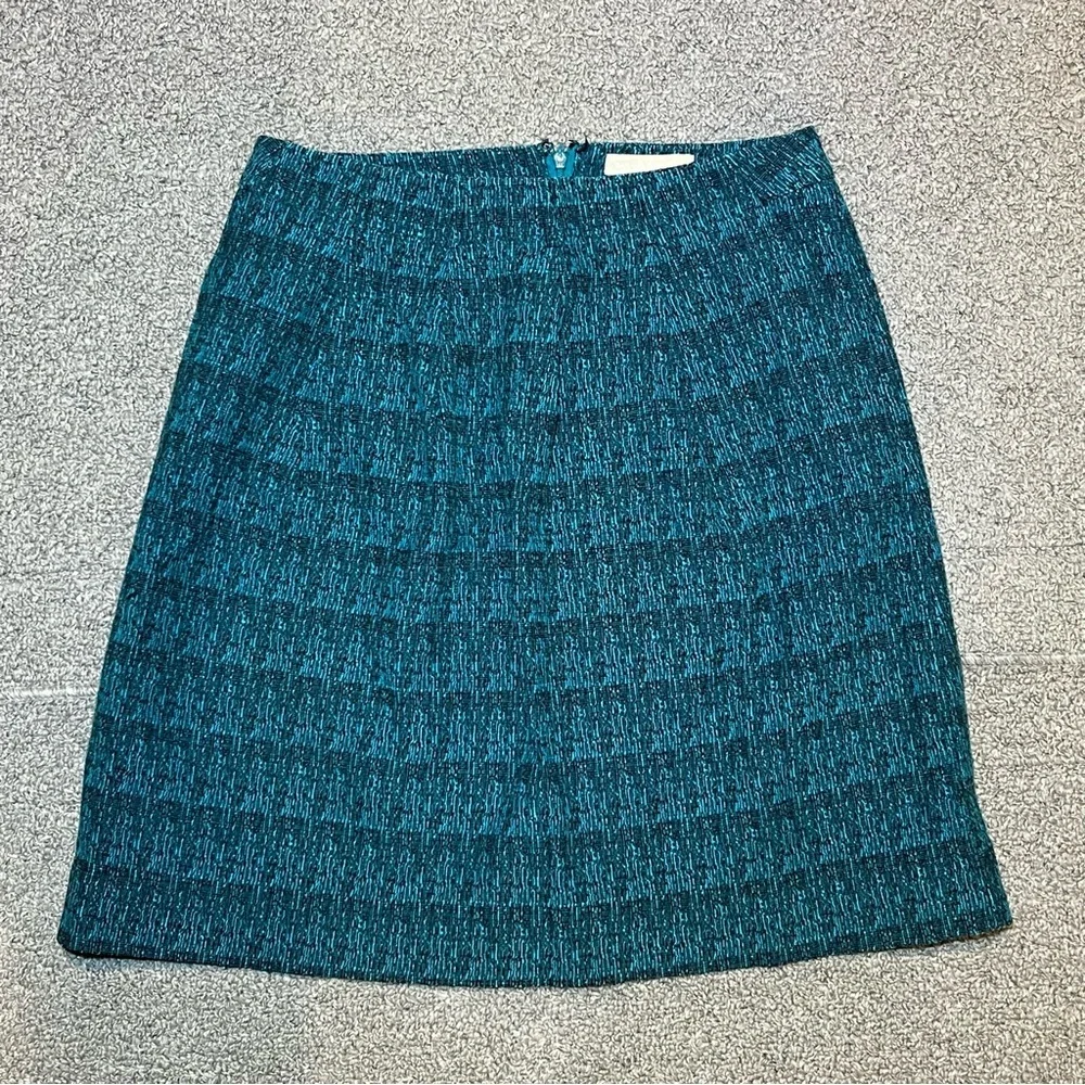 Banana Republic A Line Knee Length Textured Skirt Size 6 Teal Lined Back Zip